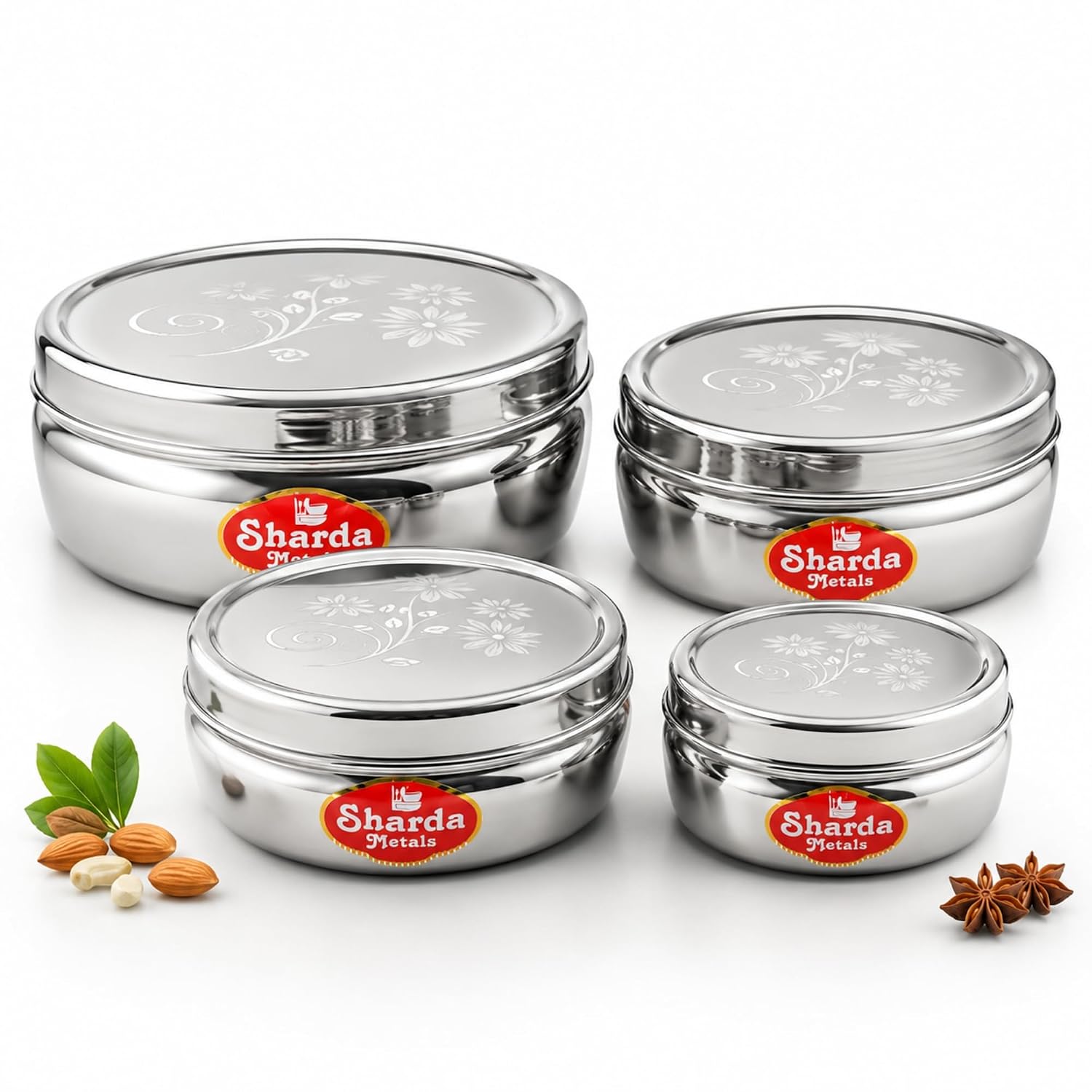 stainless-steel-belly-dabba-combo-set-of-4-with-lid-mirror-finish-round-steel-storage-container-for-rice-dal-sugar-dry-fruits