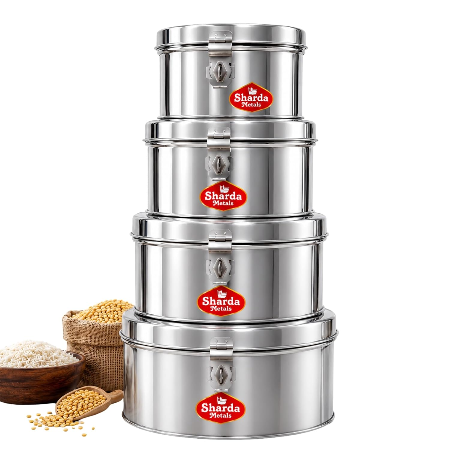 stainless-steel-meera-dabba-with-lock-lid-set-of-4-mirror-finish-heavy-duty-storage-containers-for-atta-rice-dal-grocery