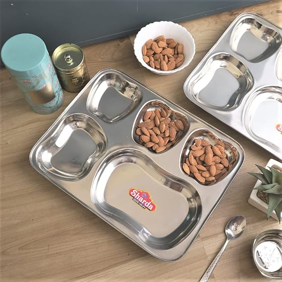 5 in 1 Stainless Steel  Apple Compartment Thali Plate