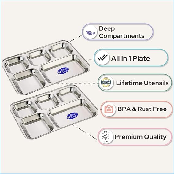 5 in 1 Stainless Steel Compartment Thali