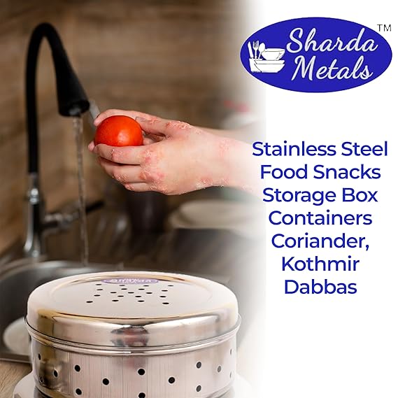 Stainless Steel Coriander Hole Container Dabba