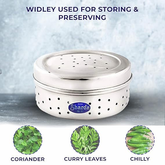 Stainless Steel Coriander Hole Container Dabba