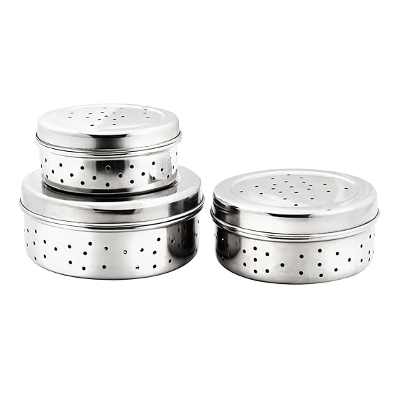 Stainless Steel Coriander Hole Container Dabba