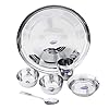 36 pcs Stainless Steel Dinner Set, 6 Thali, 12 Bowls, 6 Glasses, 6 Plates, 6 Spoons