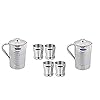 Stainless Steel Set of 4 Glasses with 2 Water Jug Pitcher