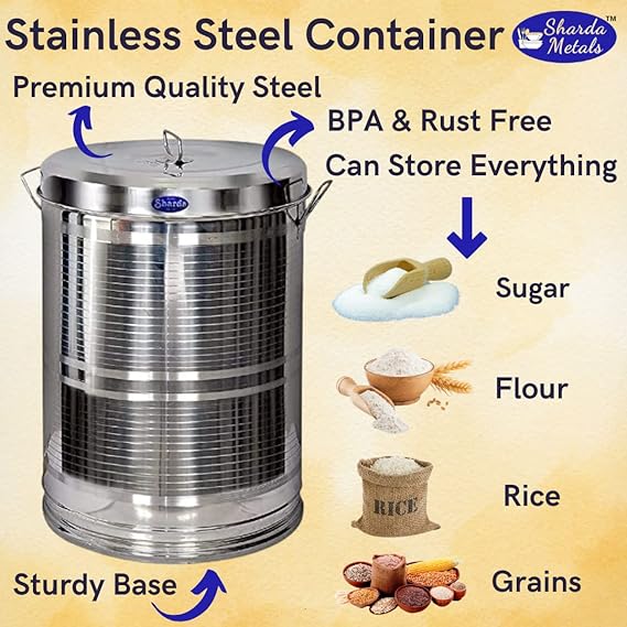 Stainless Steel Container Kitchen Rice Flour Dabba